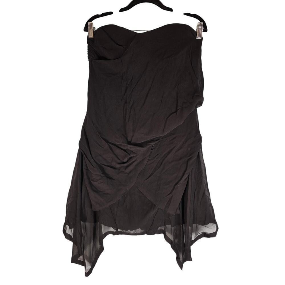 L.A.M.B by Gwen Stefani Silk Asymmetrical Draped Strapless Mini Dress Black S 10